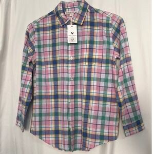 NWT‎ Hope & Henry Flower Show Plaid Button Up Long Sleeve Dress Shirt Boys sz L